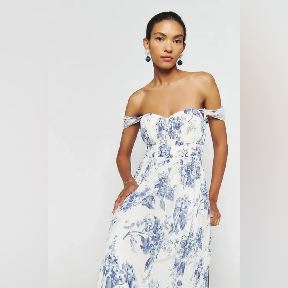 REFORMATION Jayde Pale Blue Floral Maxi Dress Size 2 NWT - Picture 4 of 12